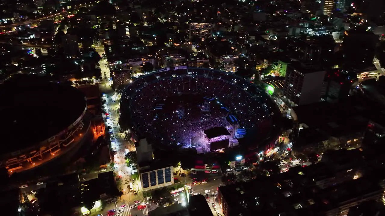 Rock concert at the Ciudad de los deportes stadium in Mexico city aerial view