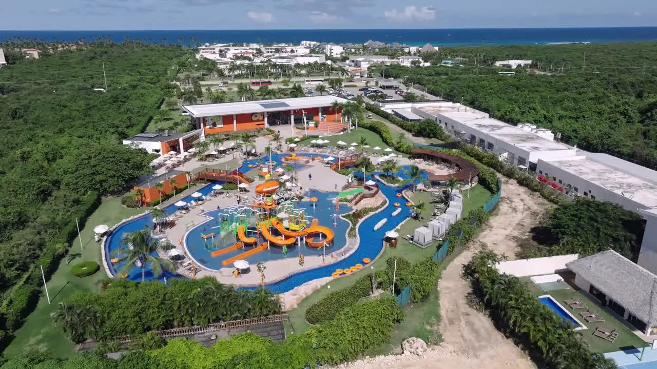 Orbit shot of Nickelodeon resort in Punta Cana Dominican Republic