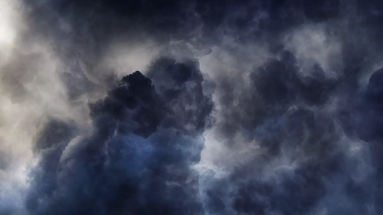 a thunderstorm inside a thick dark cloud