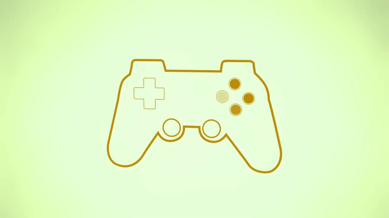 Animation of gamepad hand controller flashing on pale green background