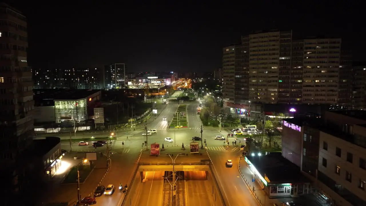 Underground Railroad In Iuliu Maniu Boulevard At Night In Bucharest Romania