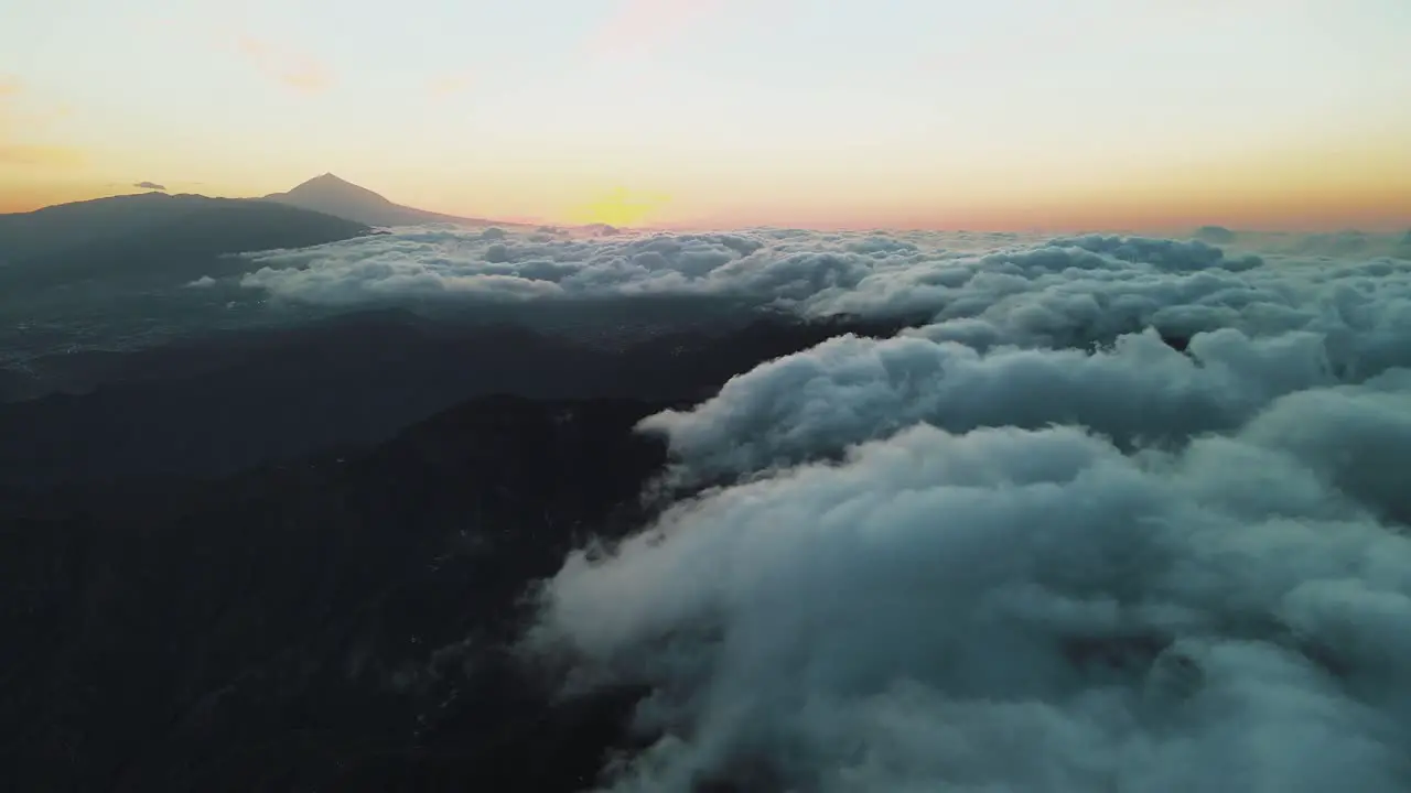 Spectacular Scenic View of Anaga Mountains in Clouds During Dusk Spain