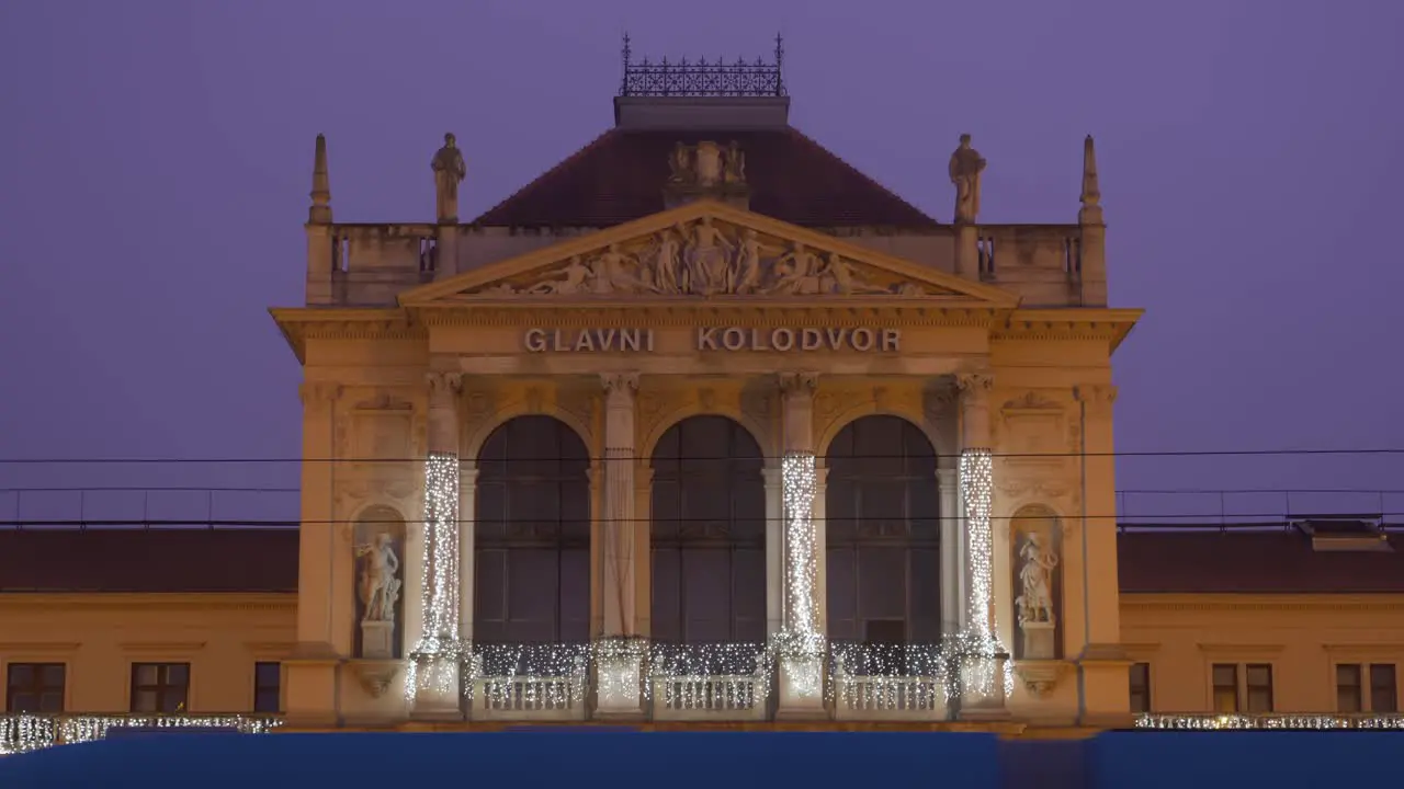 Zagreb Glavni Kolodvor Railway Station At Night