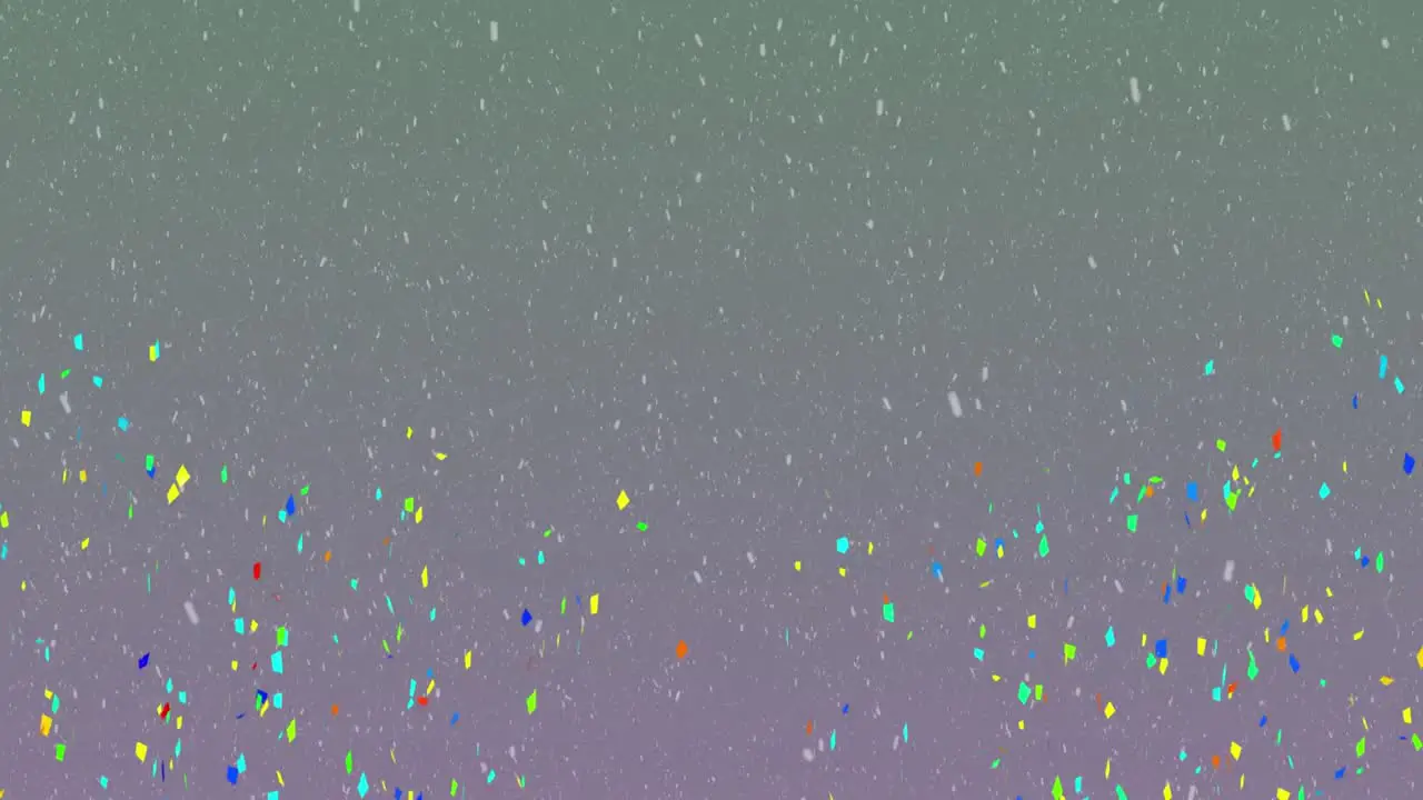 Animation of confetti falling over animation at sports stadium