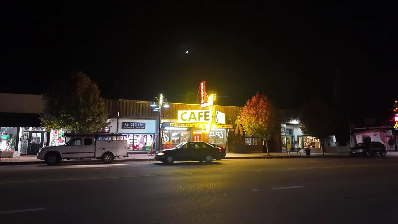 Establishing street shot of Kelcy's Cafe Tehachapi California