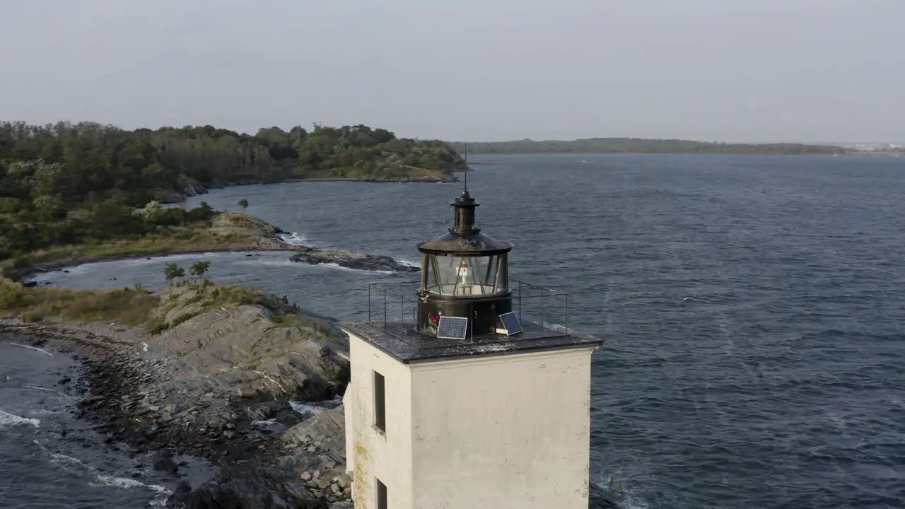 Bird Roosting on Lighthouse in Rhode Island Aerial