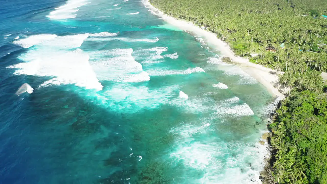 Aerial reveal of coast line of Siargao Island Philippines