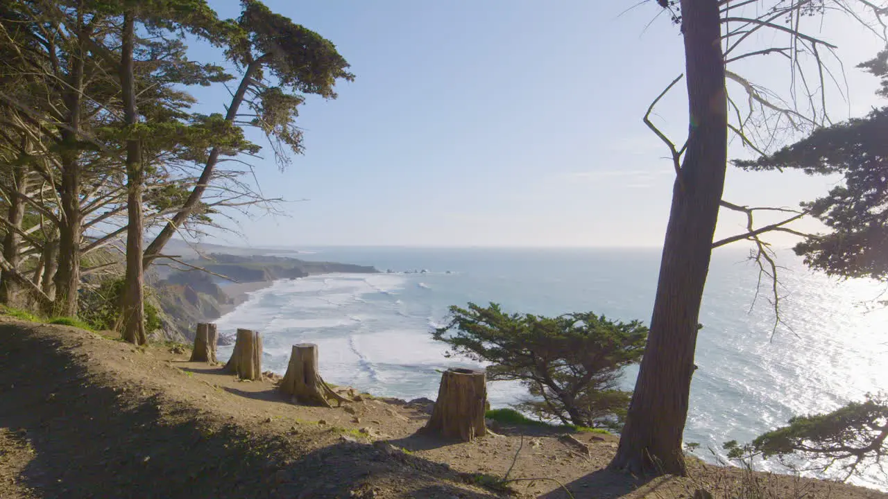 Time lapse from hillside of waves rolling into the shores of Big Sur beach located in California