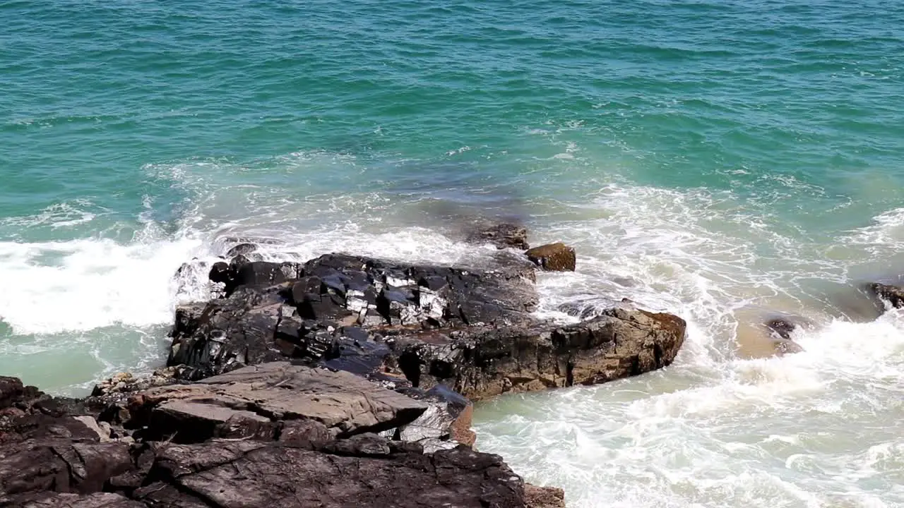 Waves splashing on a rocky coast