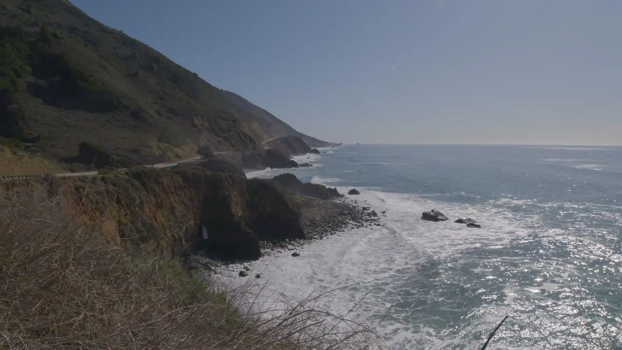 Time lapse of Pacific coastline with waves crashing into the shores of Big Sur Beach located in California