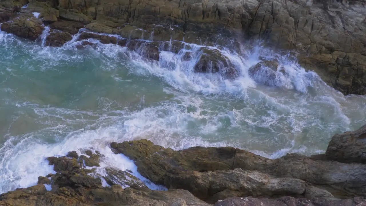 Ocean Waves Crash Into Rocky Valley Of North Gorge Walk Point Lookout North Stradbroke Island Queensland Australia