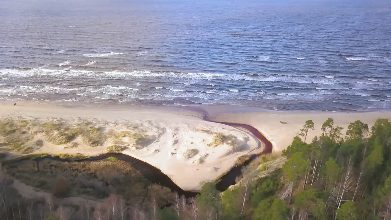 Calm ocean waves reaching sandy beach on sunny day