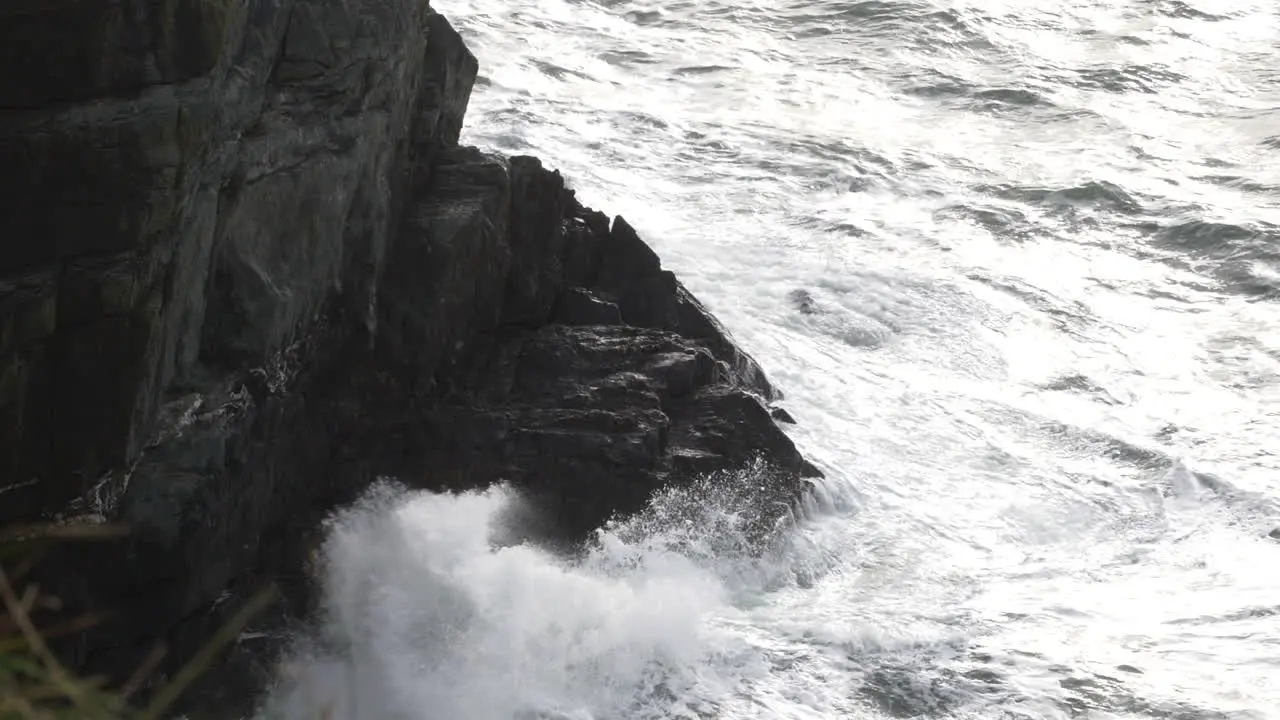 Ocean Waves Crashing Into Dramatic Rocky Shore