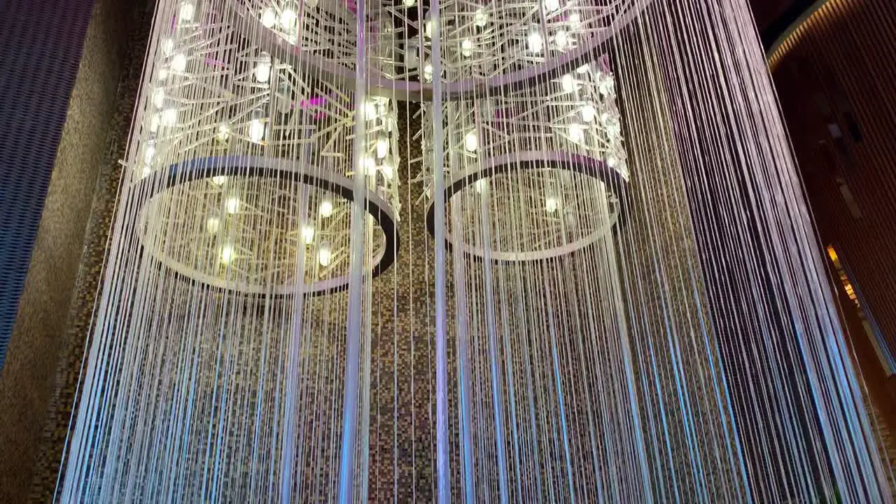 A spectacular ceiling to floor water display at the front lobby of Pechanga Resort and Casino in Temecula California