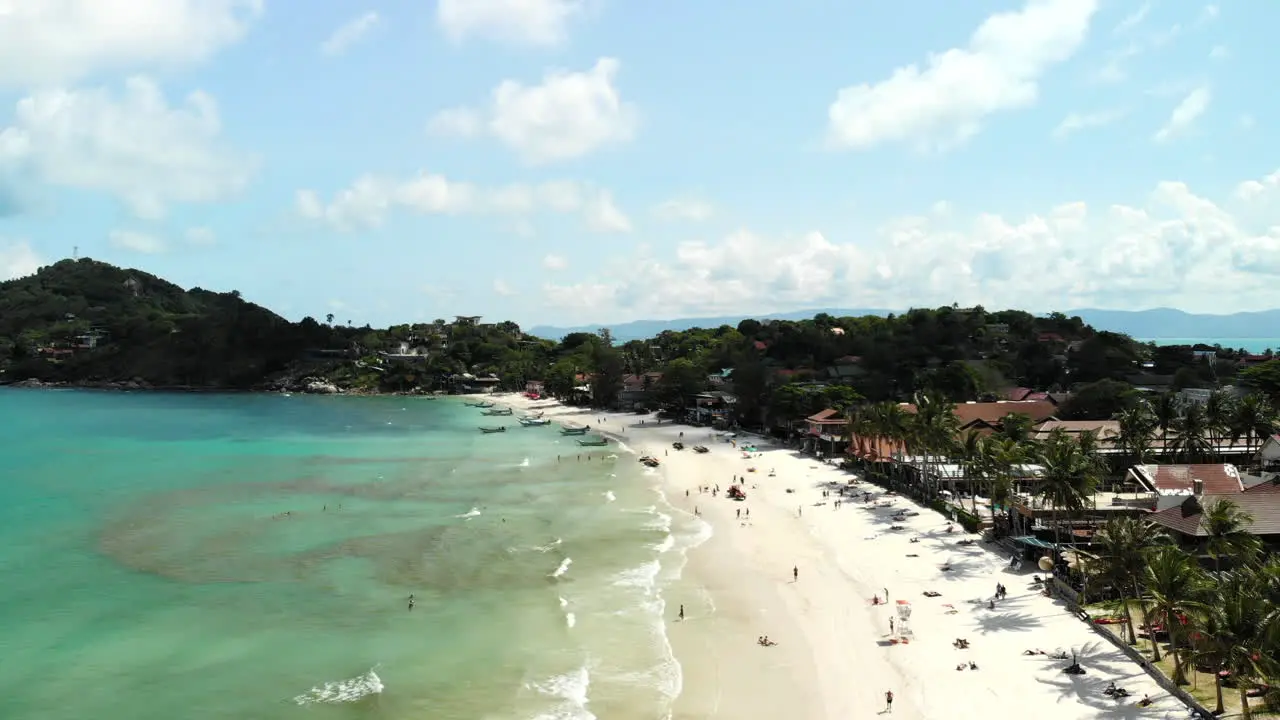 Drone shot over the Full Moon Beach in Thailand