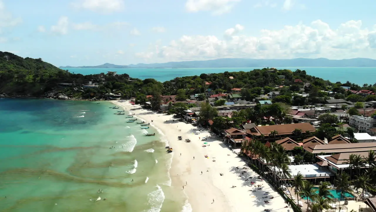 Aerial shot of the Full Moon Beach during the day