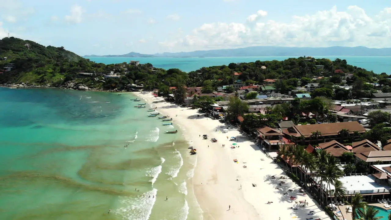 Aerial view of the Full Moon Beach in Thailand during the day