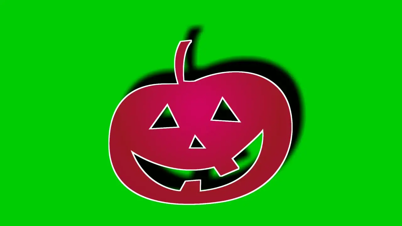 Red scary pumpkin Halloween symbol animation drop down motion graphics on green screen background video elements