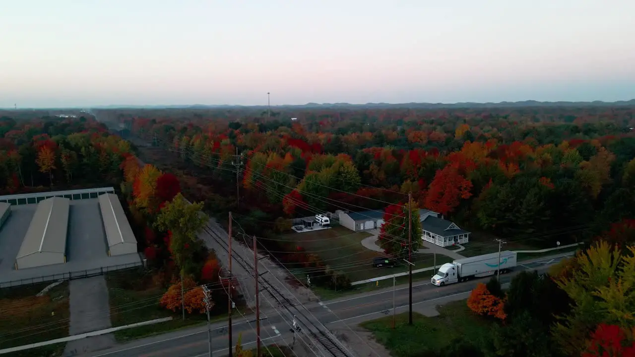 Deep Fall colors lining a railroad track in Muskegon Michigan