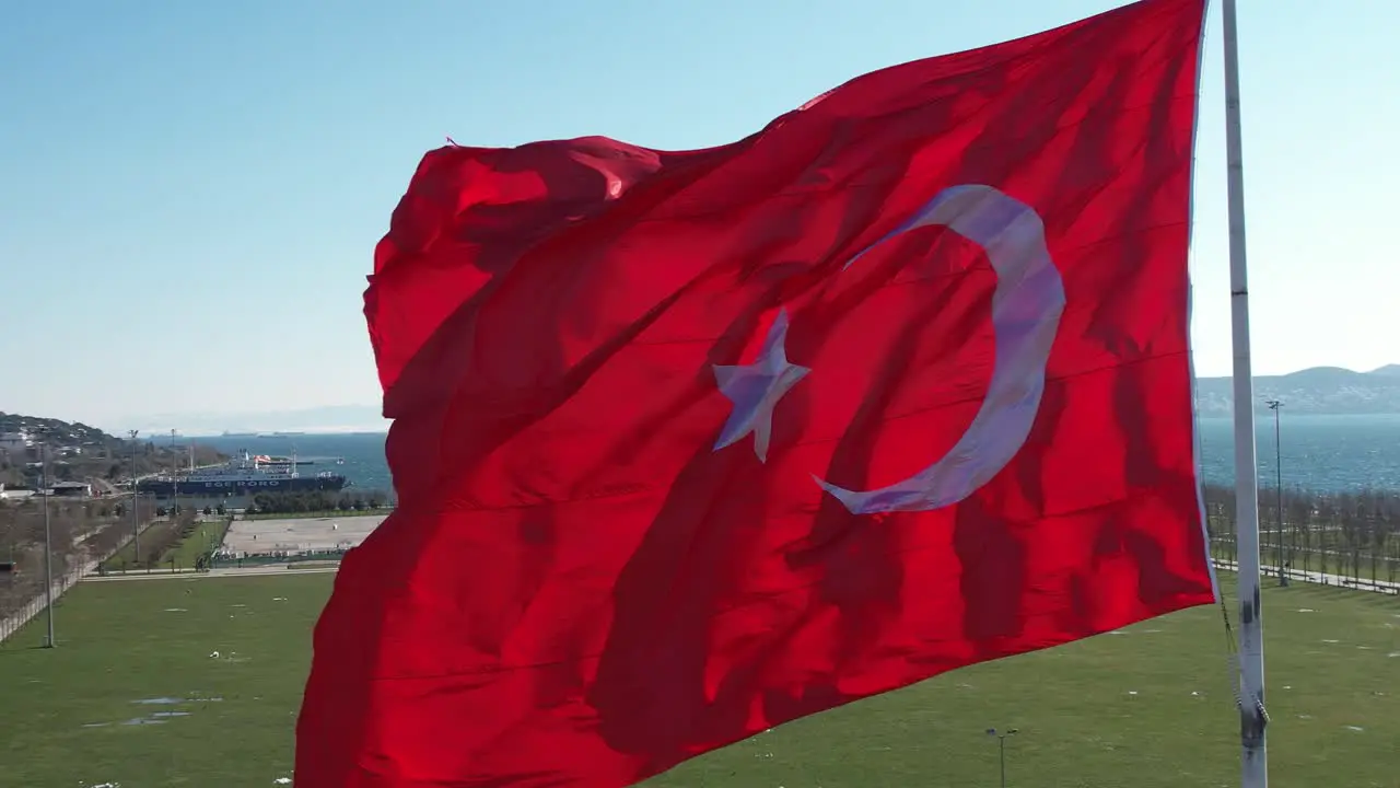 Drone View Flag of Turkey