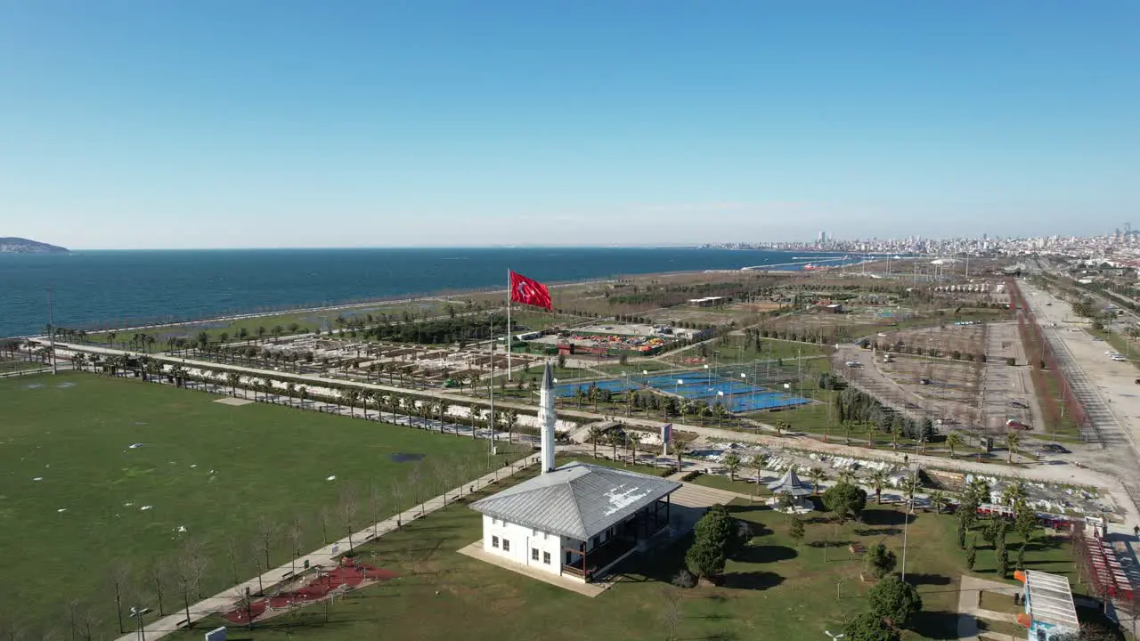 Turkish Flag Waving on the Coast