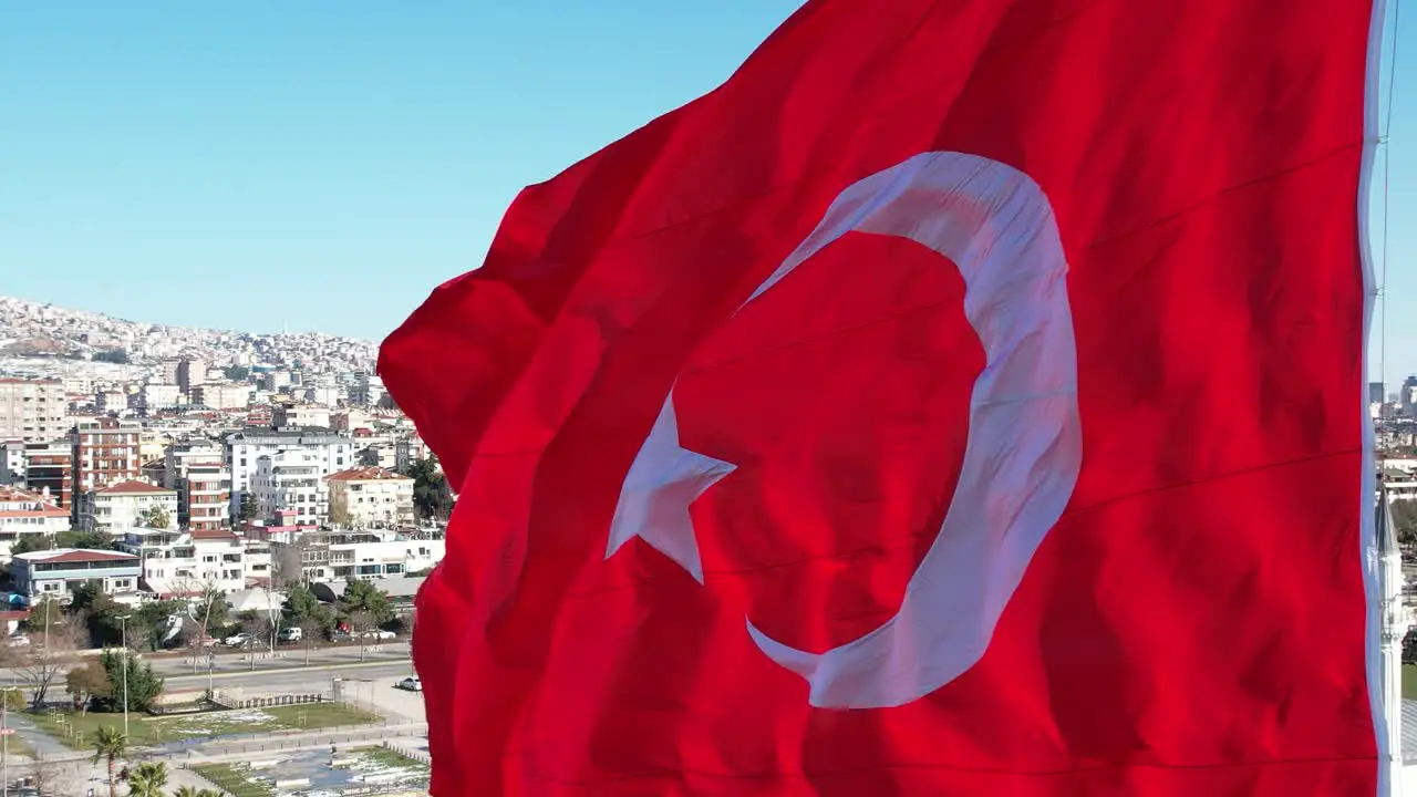 Drone View Turkey Flag