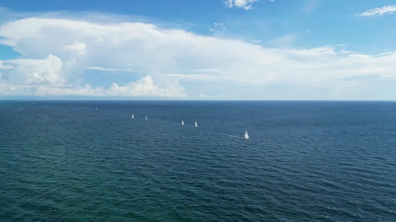 Drone shot of boats on the ocean