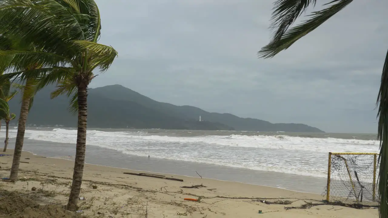 Tropical Beach During Storm and Monsoon Season Strong