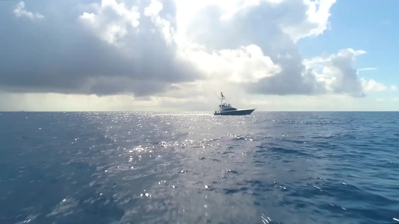 Fishing Boat pulling away in the ocean