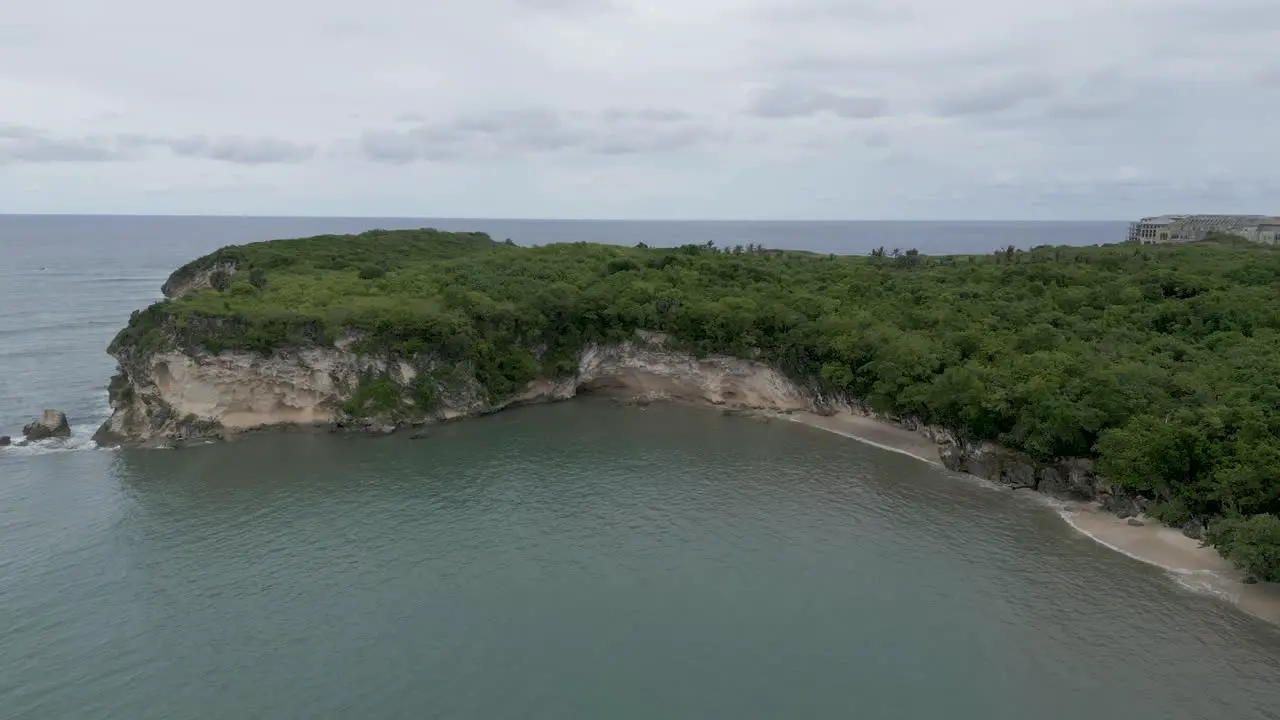 AERIAL Drone shot showing beautiful beach in Dominican Republic