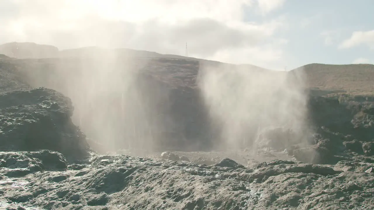 Marine geyser blowing seawater in daytime