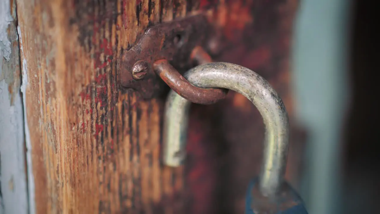 Detail macro shot of an old rusty lock