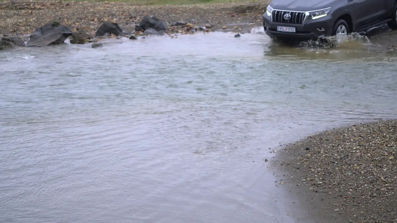 4WD car travel off road in Landmannalaugar Iceland