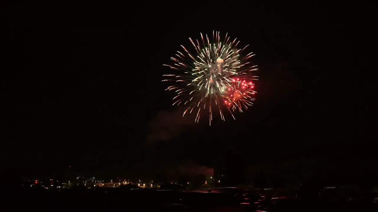 A huge colorful fireworks display at night on July 3