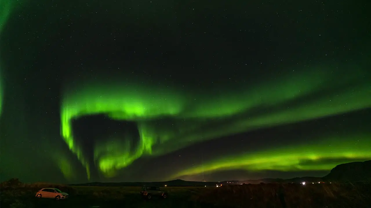 A time lapse video of the Aurora Borealis near Selfoss in south Iceland late October 2019