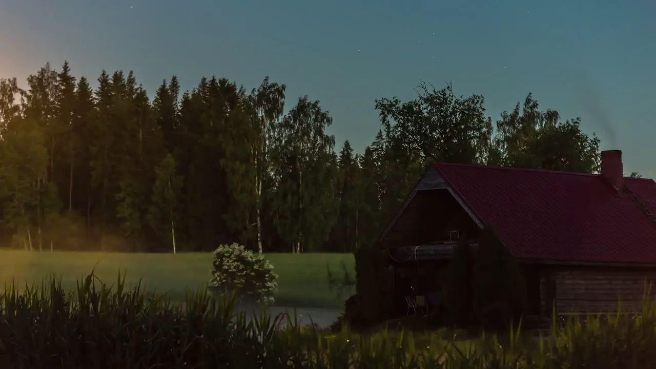 Cinematic Hyperlapse of Small Rural Cottage in the Forest