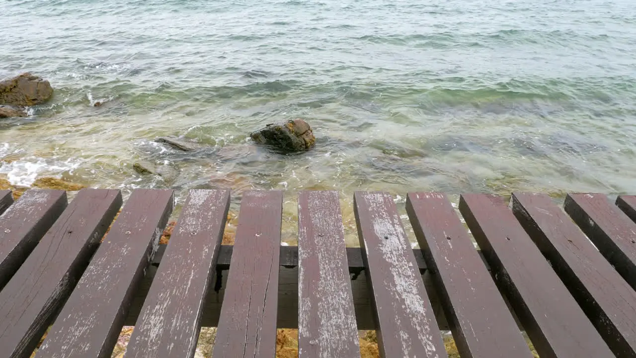 Close-up Terrace wooden pattern Beach sea background