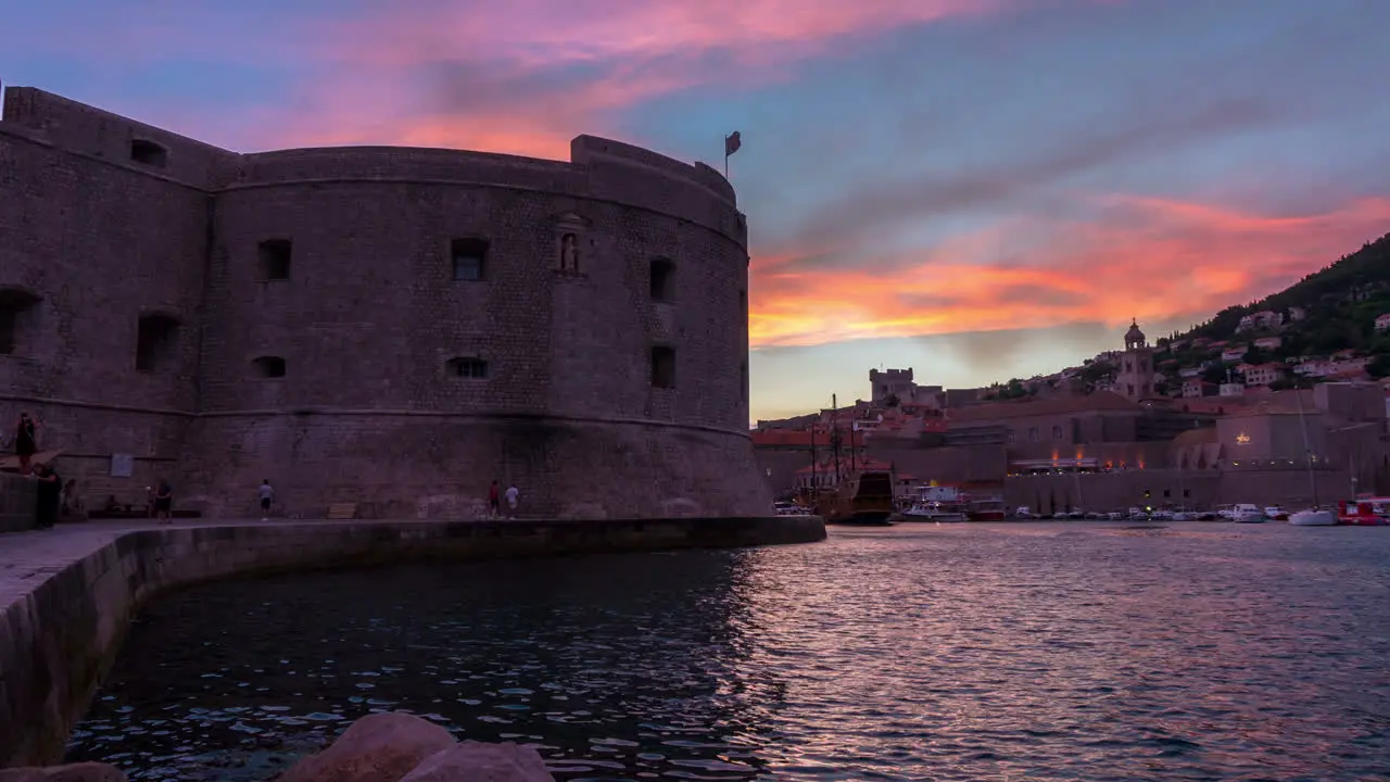 Sunset Time Lapse Wall of Dubrovnik Croatia