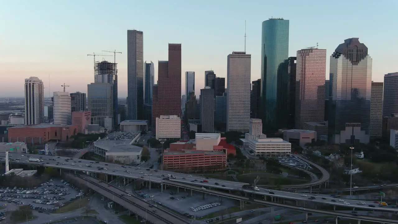 4k aerial of downtown Houston at night