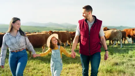 Familia Agricultura Y Agricultor Rural Con Niña