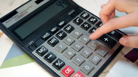 Mujer Usando Calculadora Contabilidad Empresarial Y Cálculo De Dinero