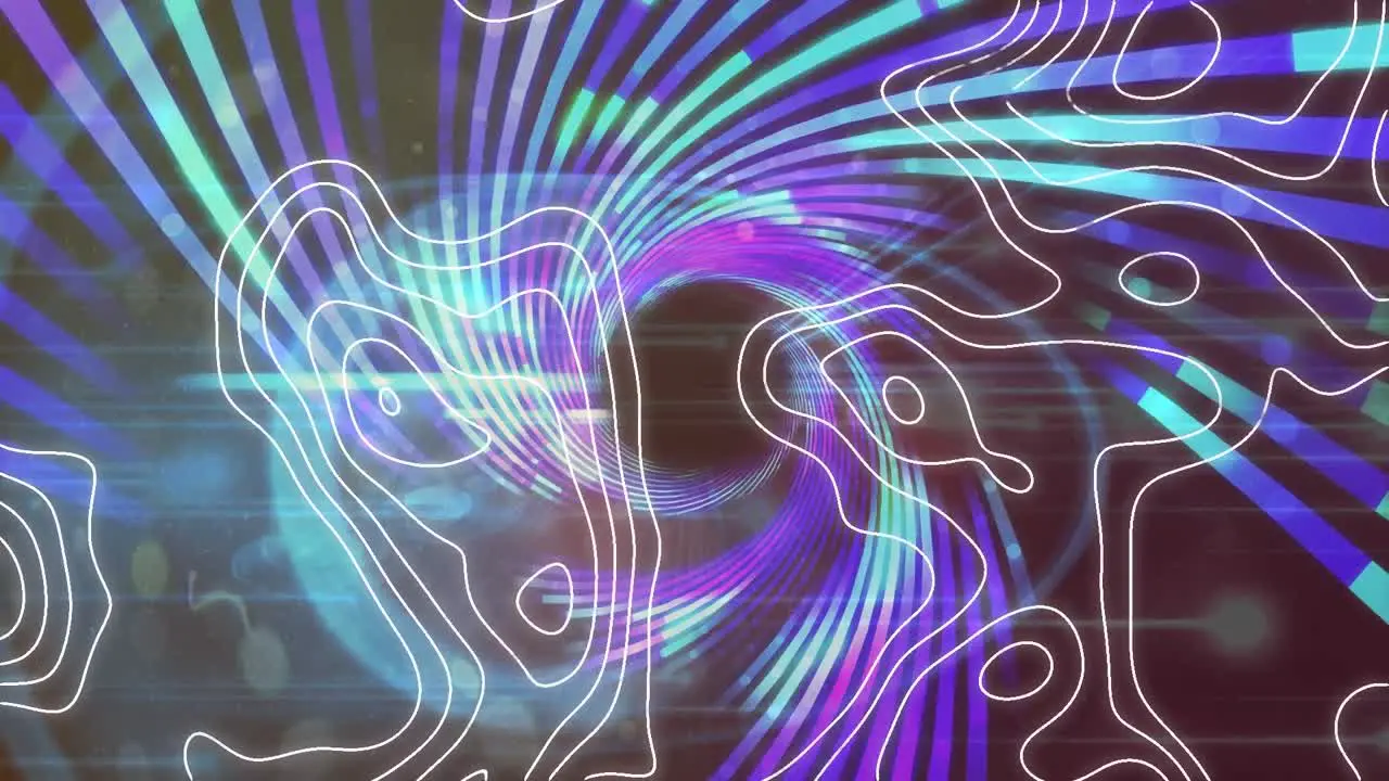 Animation of isohypses over colorful spiral background