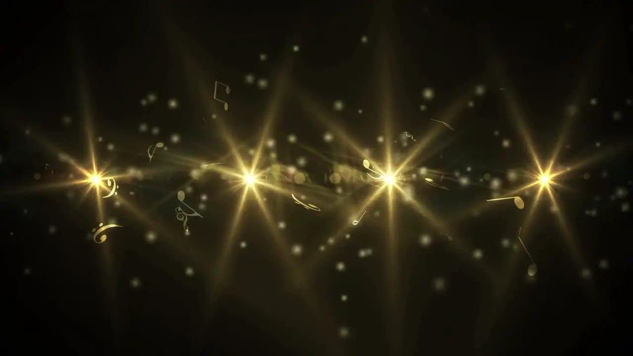 Animation of falling notes and yellow glowing lights