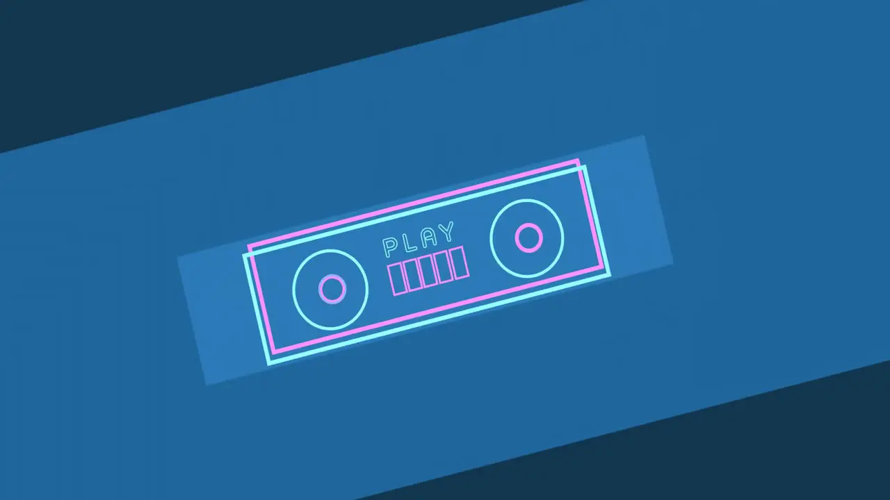 Animation of neon radio over blue background