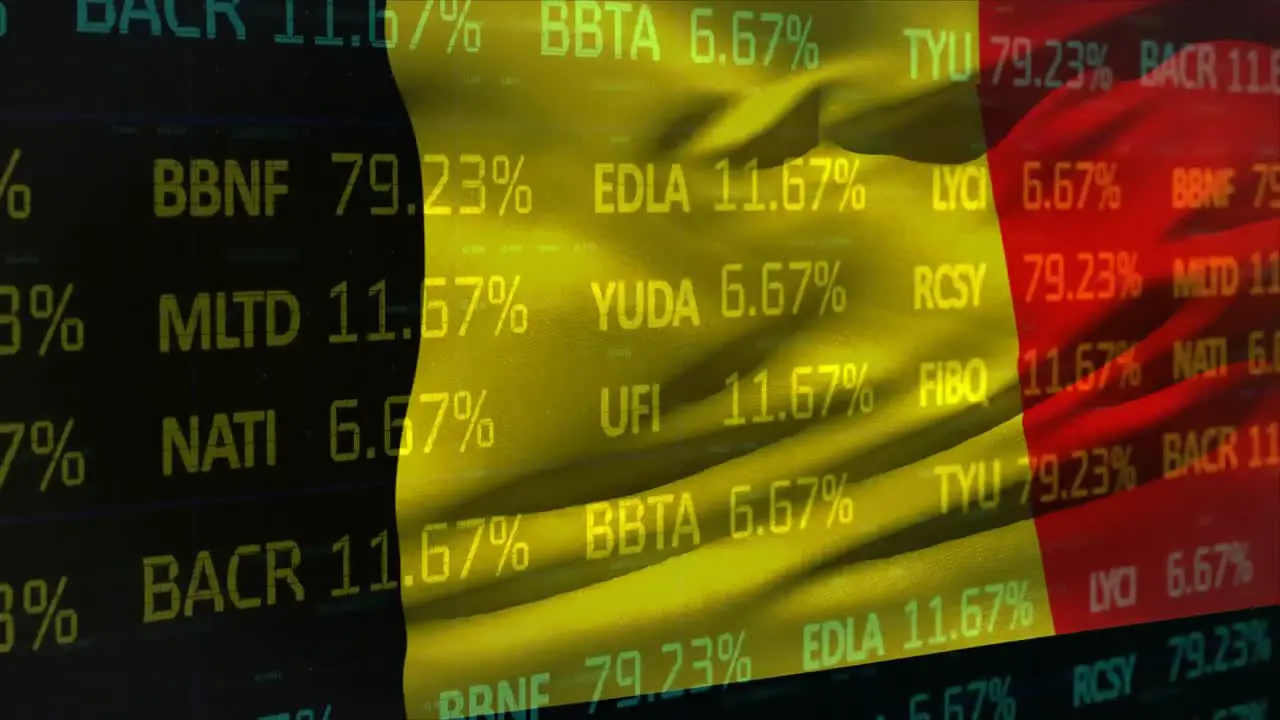 Procesamiento De Datos Del Mercado De Valores Contra La Bandera De Alemania Ondeando