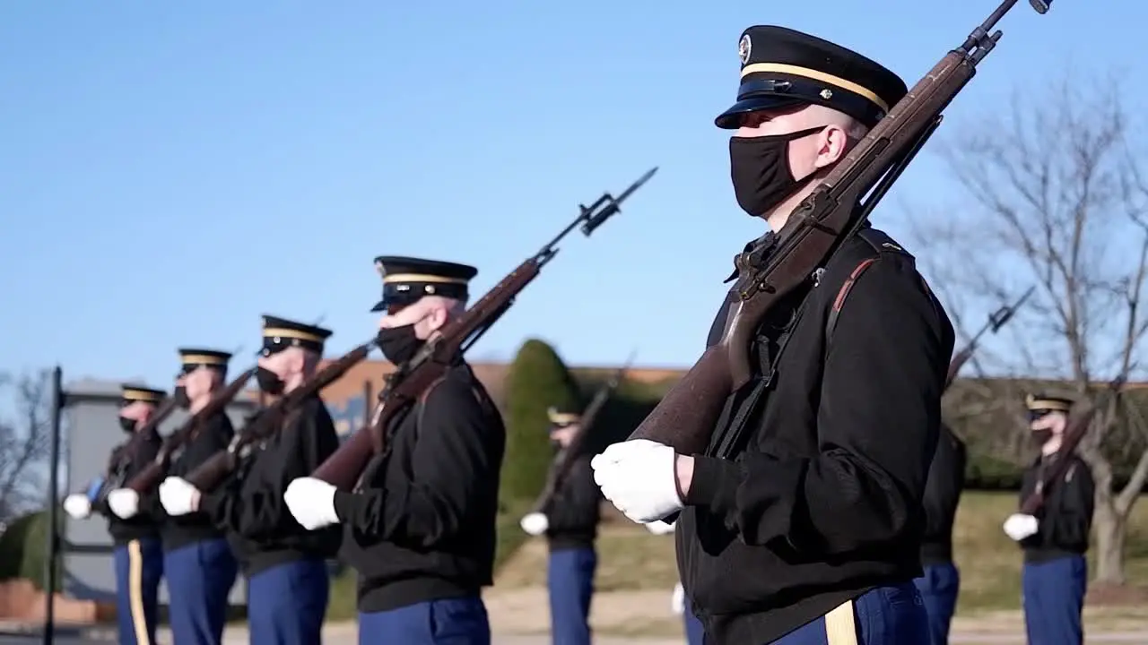 Military Drill Teams With Rifles Rehearse For Joe Biden’S 59Th Presidential Inauguration In Washington Dc