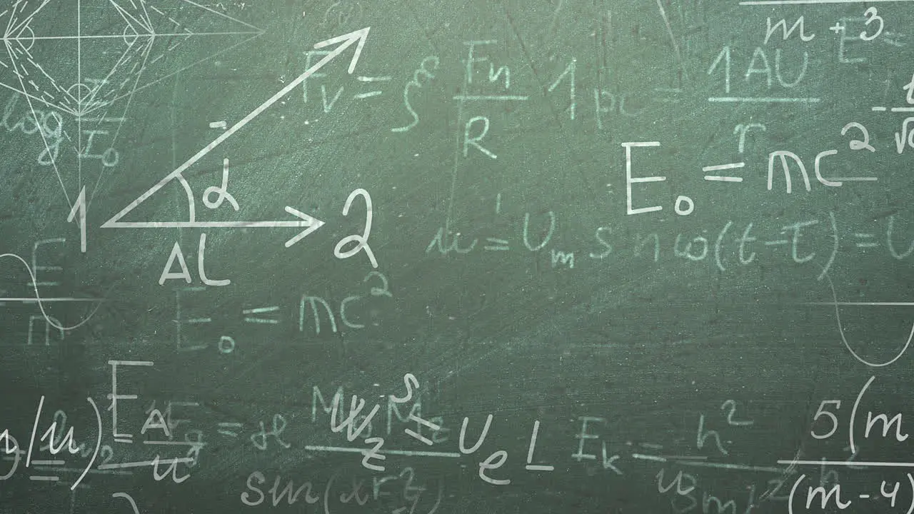 Closeup mathematical formula and elements on blackboard 1