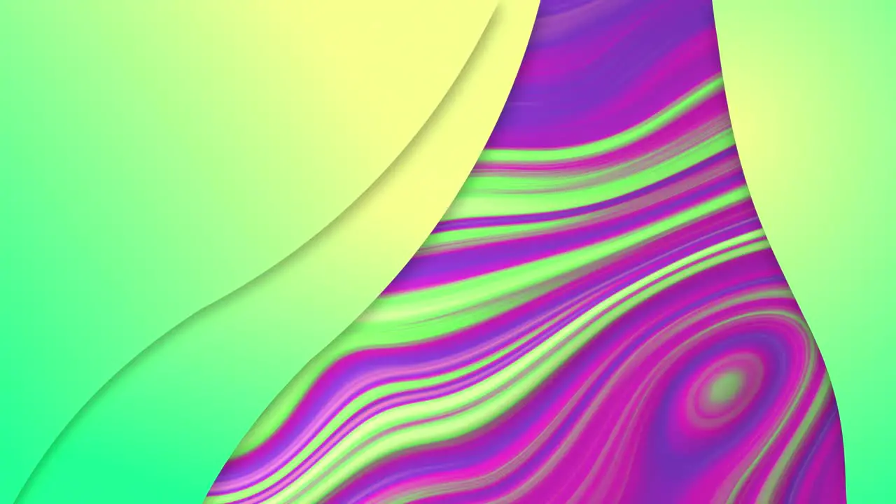 Animation of shapes over moving colourful liquid background