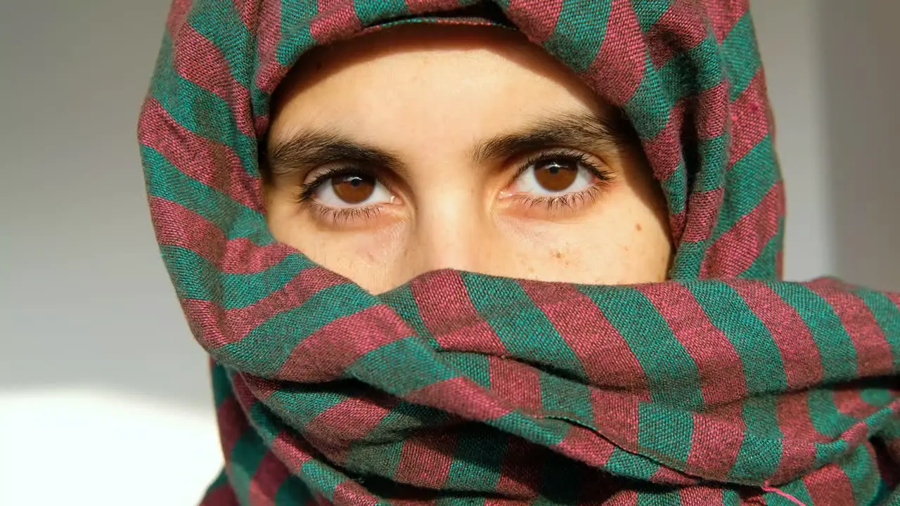 beautiful Middle Eastern woman eyes close up