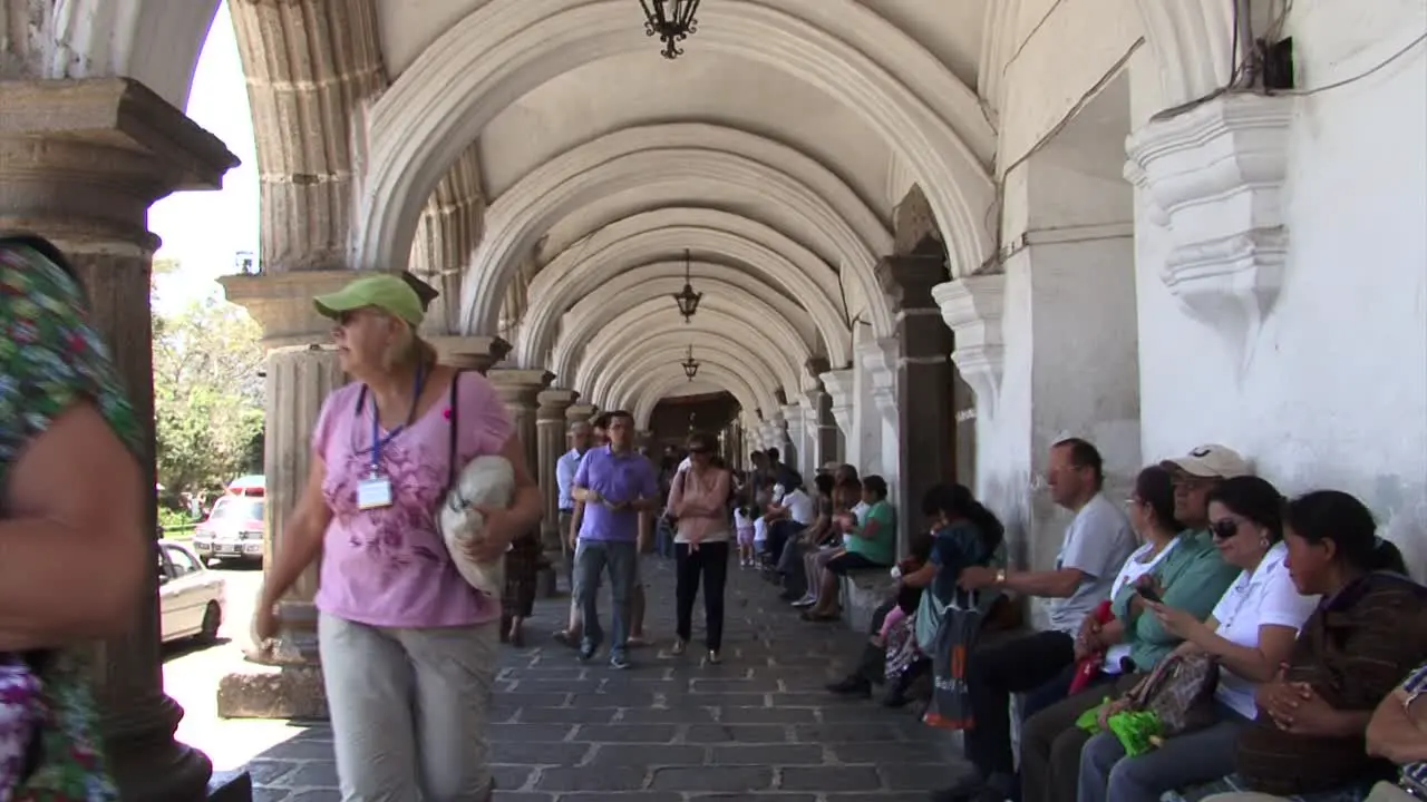 Tourists visiting City Hall Palace in Antigua Guatemala